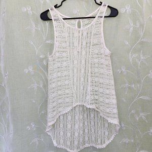 Boho Sheer, Lace, Hi-low Ivory Tank by Painted Threads Small